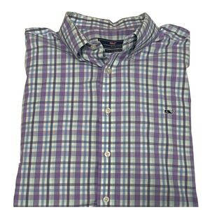 Vineyard Vines Whale Slim Fit Shirt Mens XXL Purple Blue Plaid Colorful Preppy